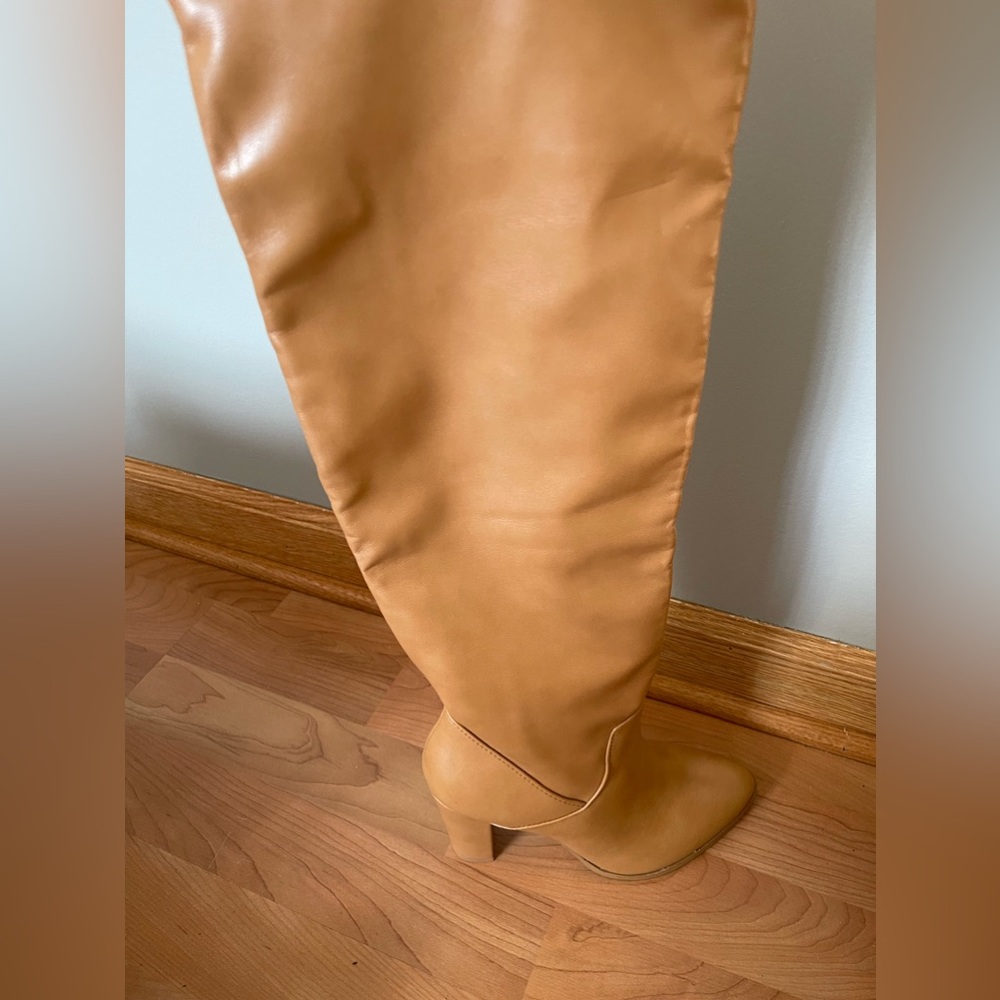 Brown leather boots